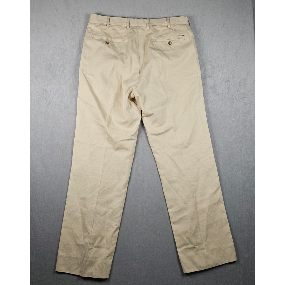 Faconnable Chino Pants Mens 38 (Measures 37x32) Beige Cotton Linen Blend Pleated - Picture 3 of 11